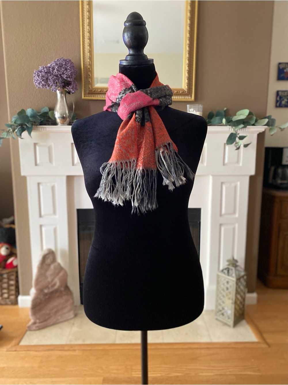 Black, Pink, Orange Paisley Scarf